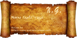 Nanu Györgyi névjegykártya